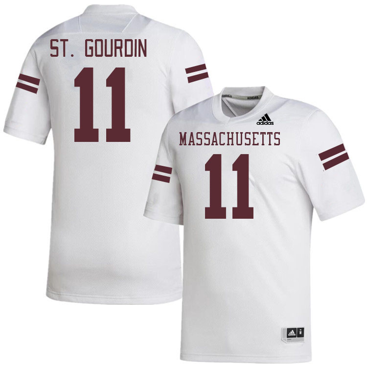 Massachusetts Minutemen #11 Leonard St. Gourdin College Football Jerseys Stitched-White